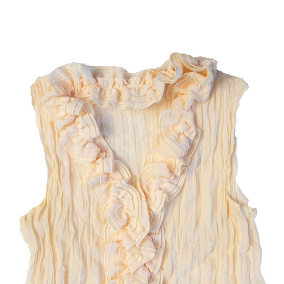 Vintage Ruffled Fringe Cream Tank Top - Picture 4 of 7